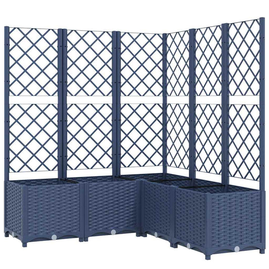 318257 vidaXL Garden Planter with Trellis Blue Grey 120x120x136 cm PP