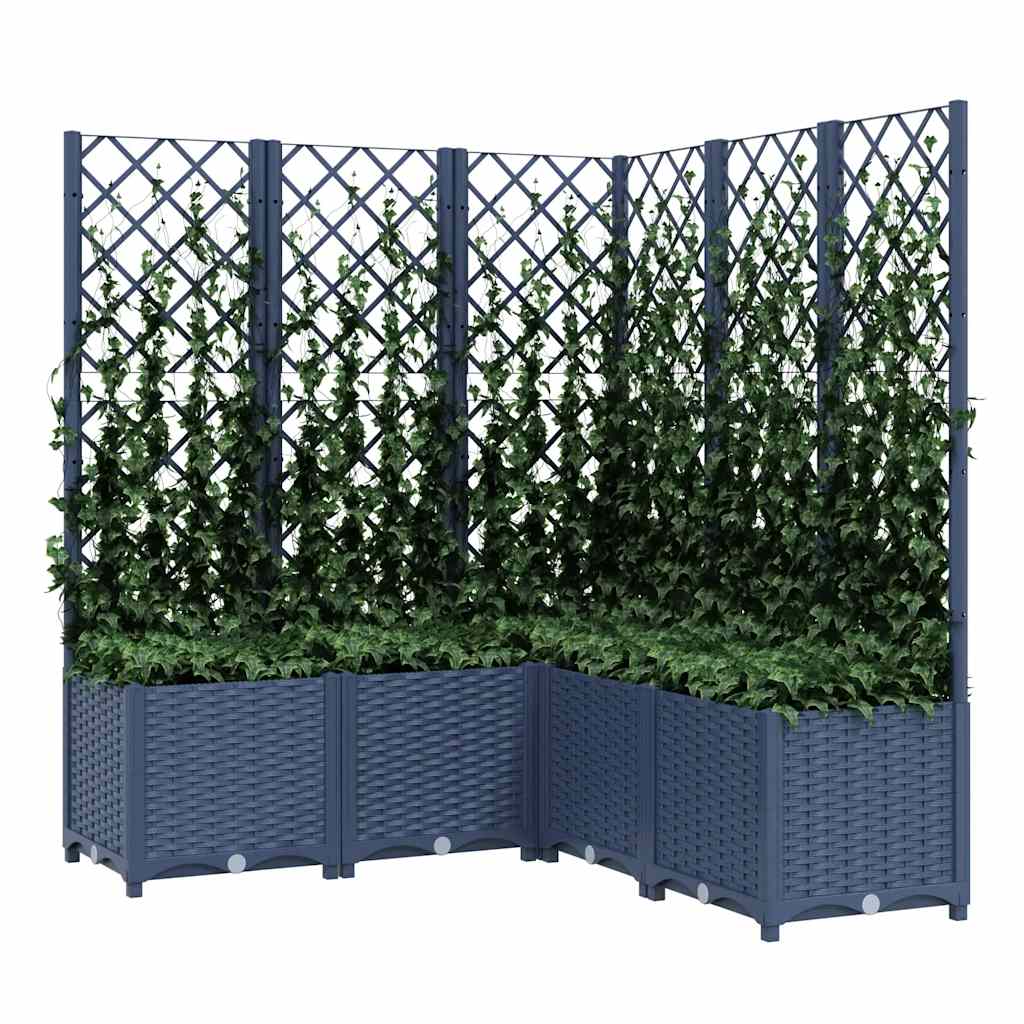 318257 vidaXL Garden Planter with Trellis Blue Grey 120x120x136 cm PP