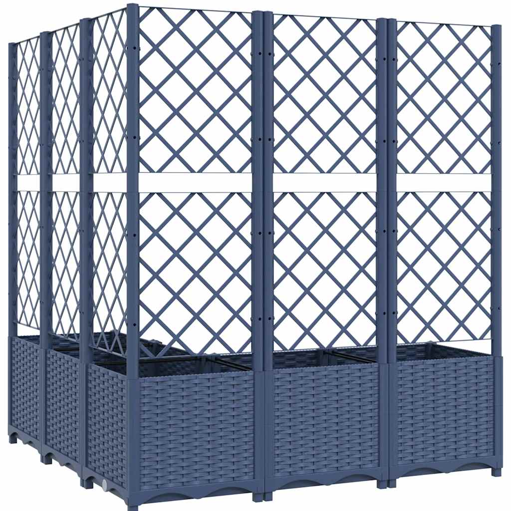 318257 vidaXL Garden Planter with Trellis Blue Grey 120x120x136 cm PP