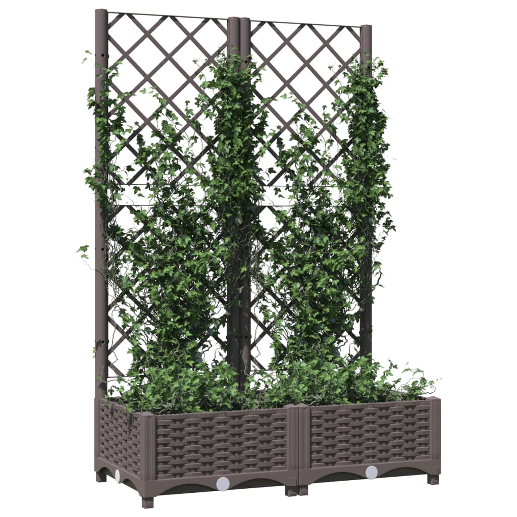 318260 vidaXL Garden Planter with Trellis Brown 80x40x121,5 cm PP
