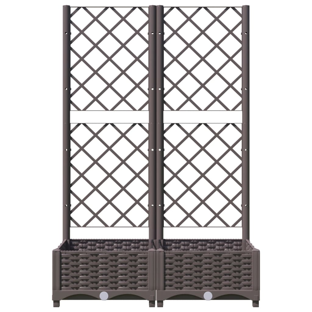 318260 vidaXL Garden Planter with Trellis Brown 80x40x121,5 cm PP