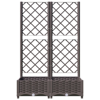 318260 vidaXL Garden Planter with Trellis Brown 80x40x121,5 cm PP