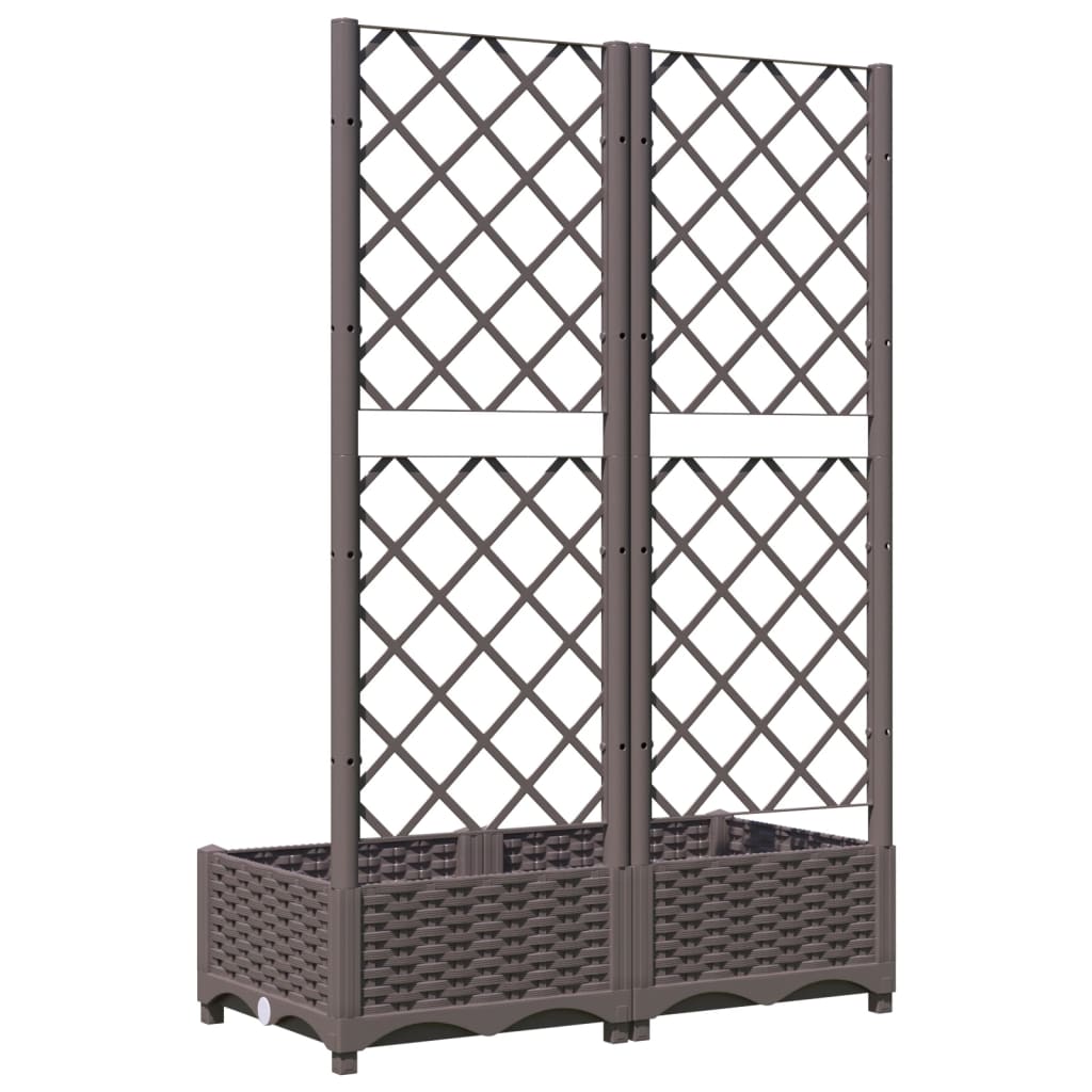 318260 vidaXL Garden Planter with Trellis Brown 80x40x121,5 cm PP