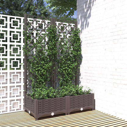 318260 vidaXL Garden Planter with Trellis Brown 80x40x121,5 cm PP
