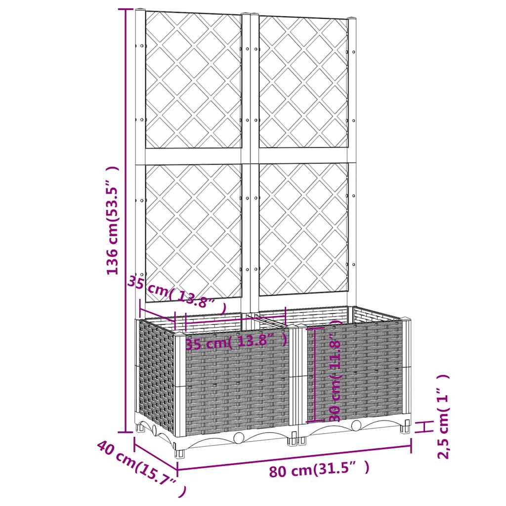 Garden Planter Brown Polypropylene 31.5 in x 15.7 in x 53.5 in