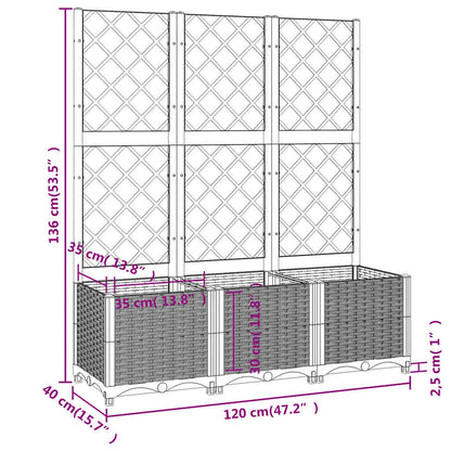 Garden Planter with Trellis Brown 120x40x136 cm PP