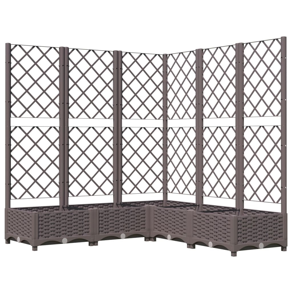 318266 vidaXL Garden Planter with Trellis Brown 120x120x121,5 cm PP