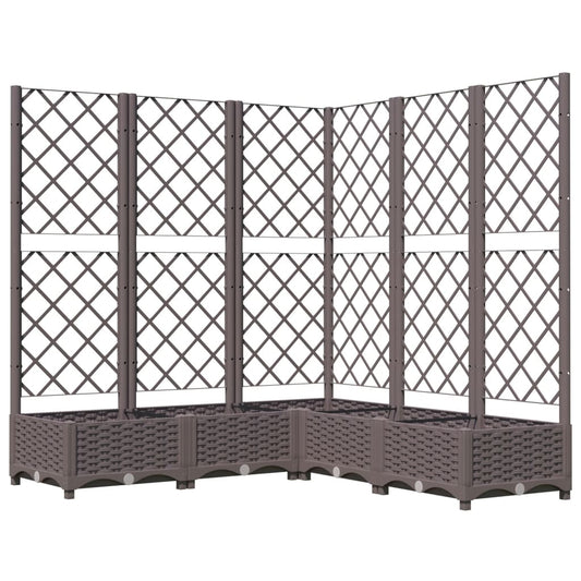 318266 vidaXL Garden Planter with Trellis Brown 120x120x121,5 cm PP