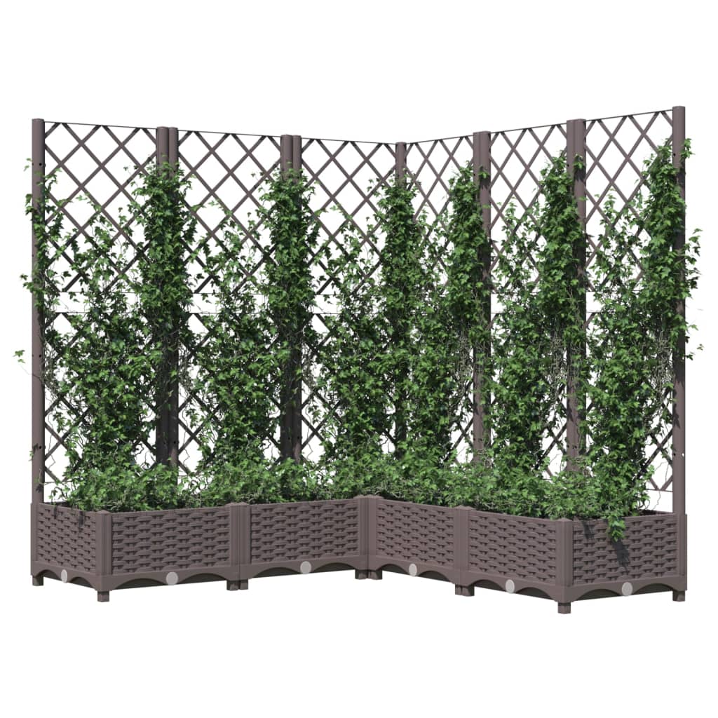 318266 vidaXL Garden Planter with Trellis Brown 120x120x121,5 cm PP