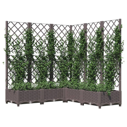 318266 vidaXL Garden Planter with Trellis Brown 120x120x121,5 cm PP