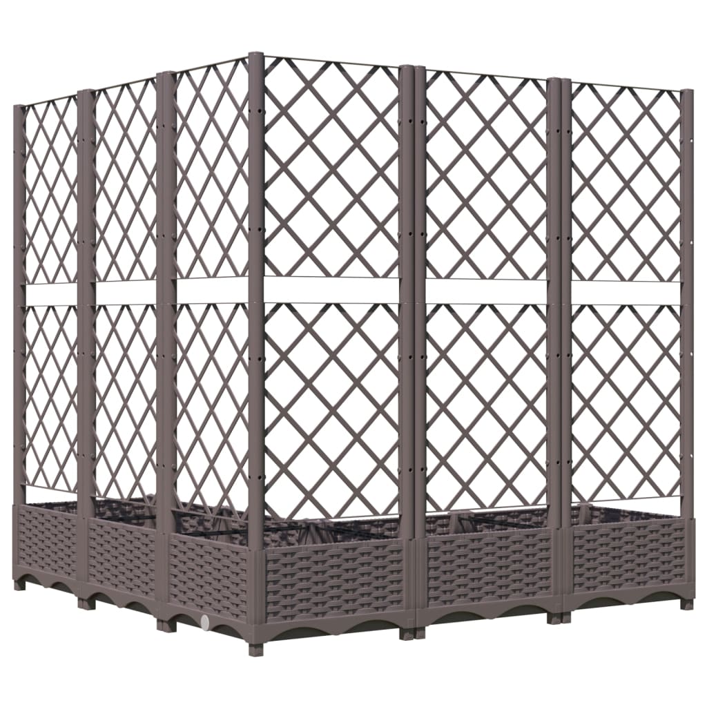 318266 vidaXL Garden Planter with Trellis Brown 120x120x121,5 cm PP