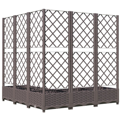 318266 vidaXL Garden Planter with Trellis Brown 120x120x121,5 cm PP