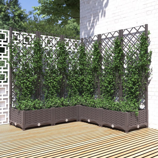 318266 vidaXL Garden Planter with Trellis Brown 120x120x121,5 cm PP