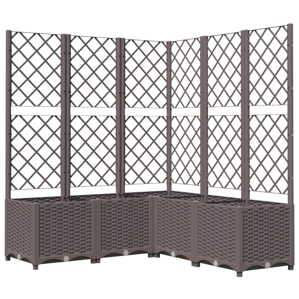 318267 vidaXL Garden Planter with Trellis Brown 120x120x136 cm PP