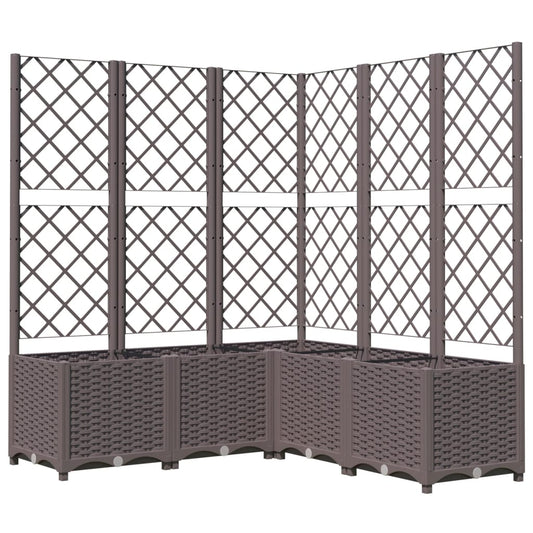 318267 vidaXL Garden Planter with Trellis Brown 120x120x136 cm PP