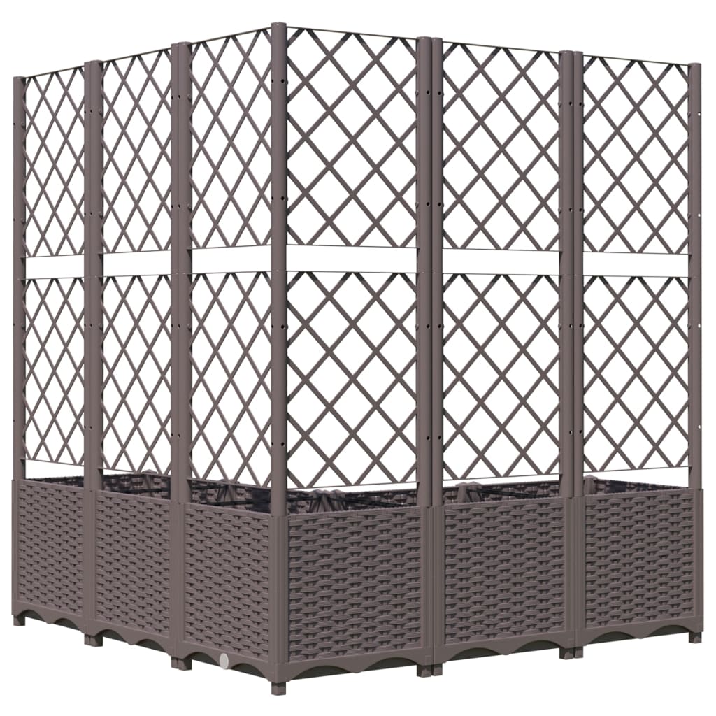 318267 vidaXL Garden Planter with Trellis Brown 120x120x136 cm PP