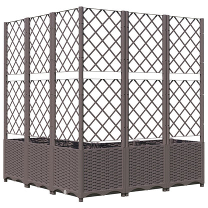 318267 vidaXL Garden Planter with Trellis Brown 120x120x136 cm PP