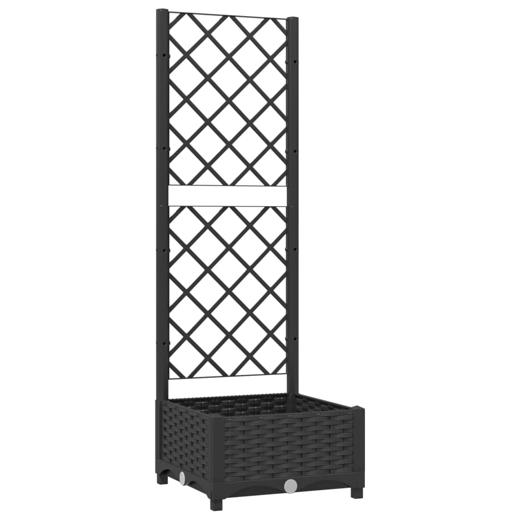Garden Planter with Trellis Black 15.7x15.7x47.8" PP