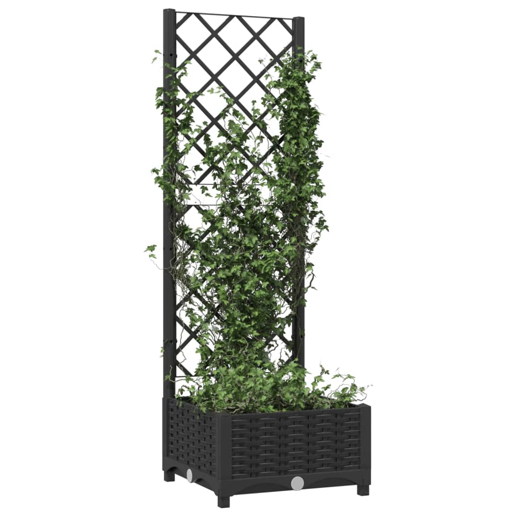 Garden Planter with Trellis Black 15.7x15.7x47.8" PP