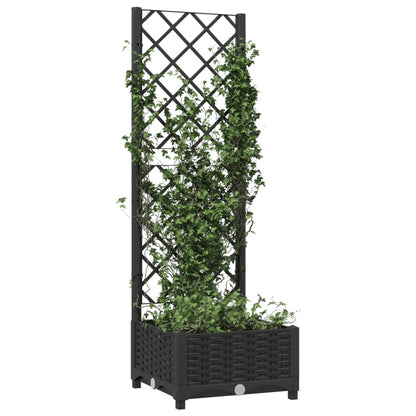 Garden Planter with Trellis Black 15.7x15.7x47.8" PP