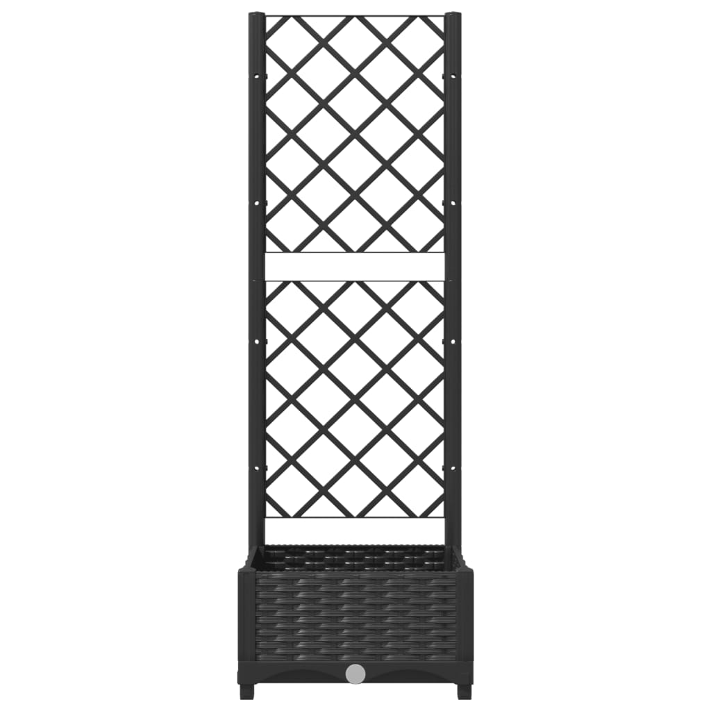 Garden Planter with Trellis Black 15.7x15.7x47.8" PP
