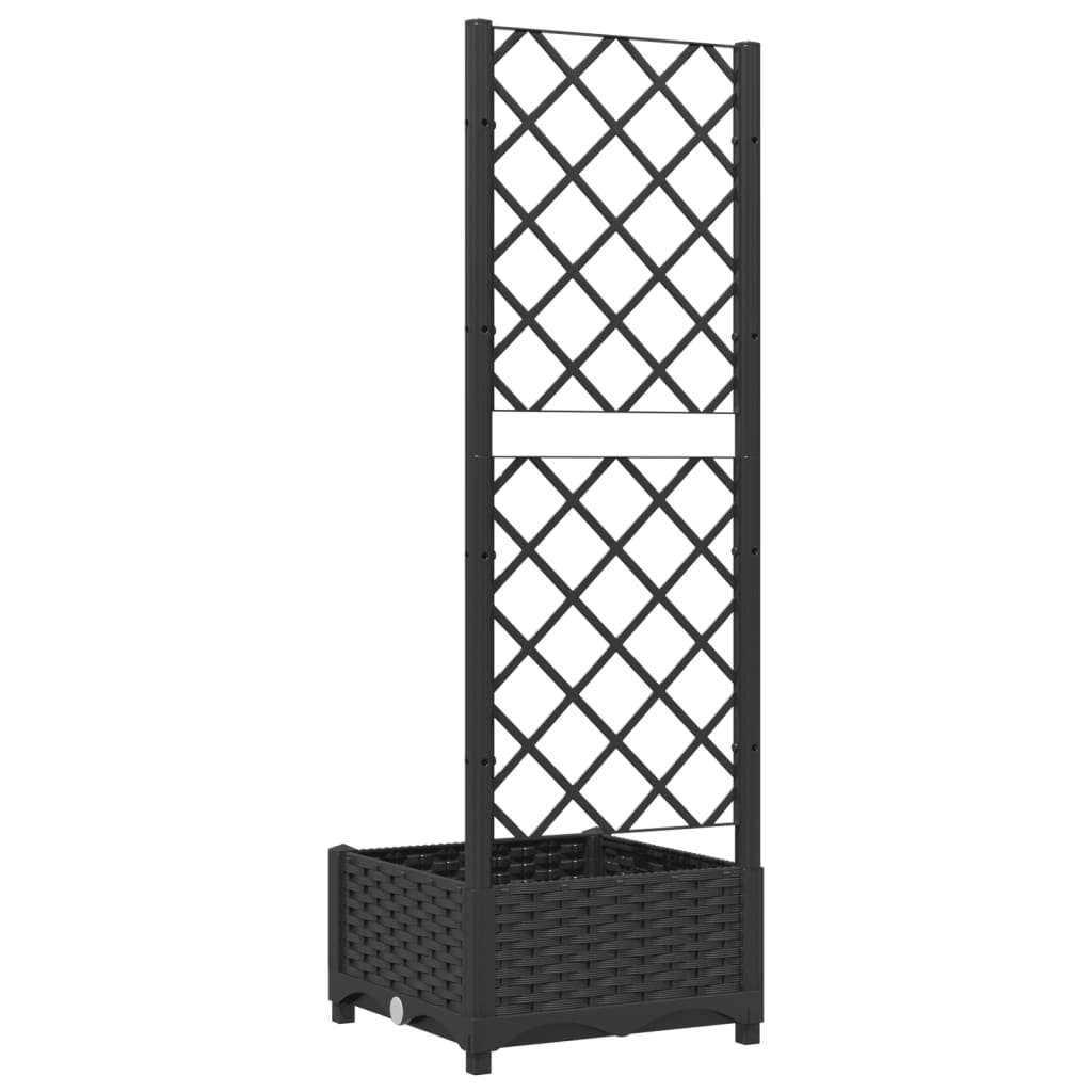 Garden Planter with Trellis Black 15.7x15.7x47.8" PP