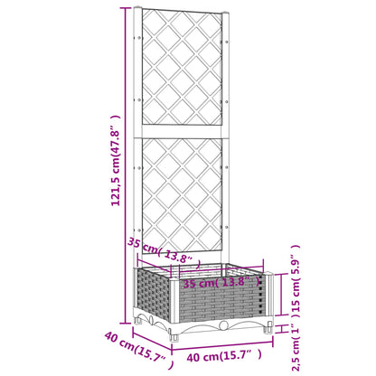 Garden Planter with Trellis Black 15.7x15.7x47.8" PP