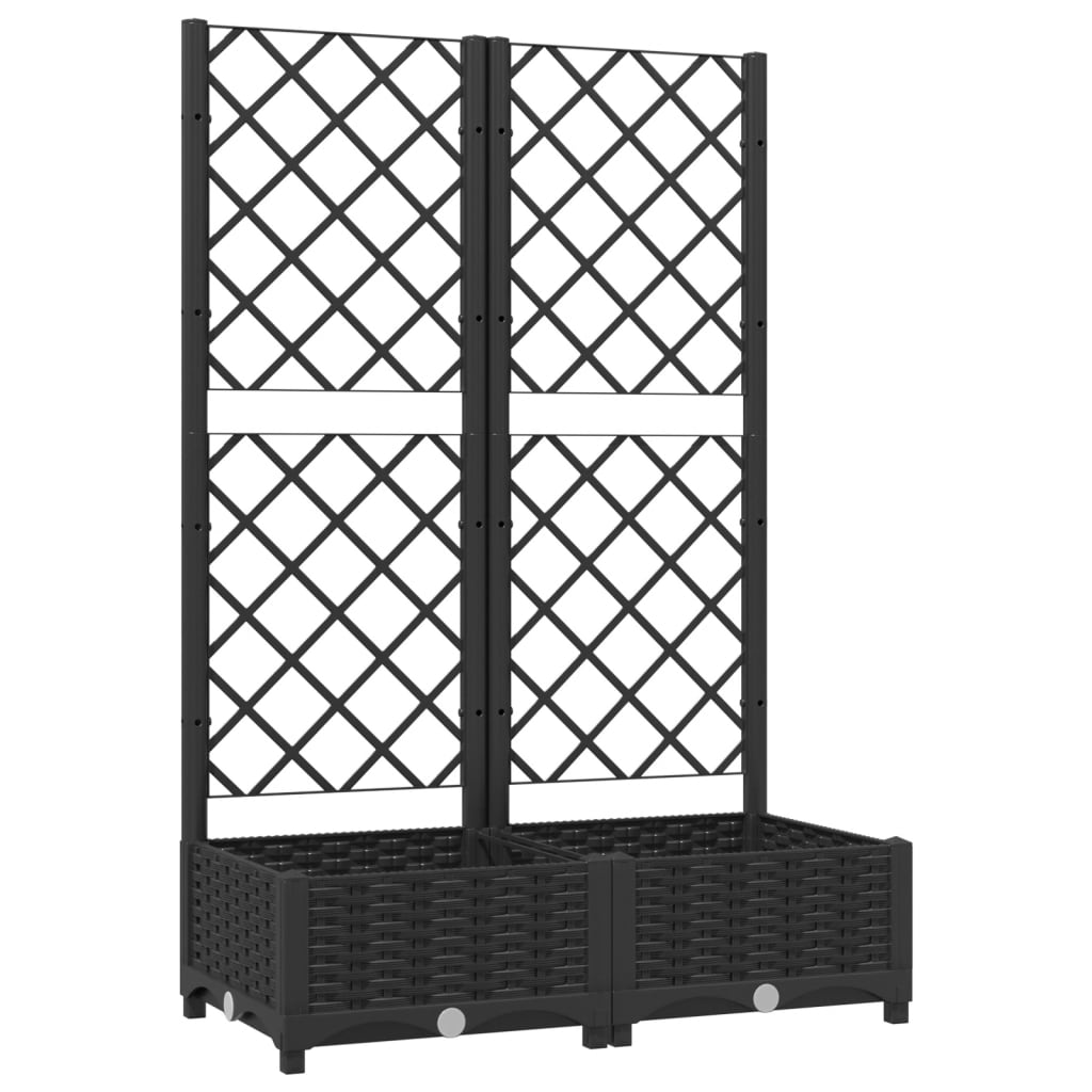 Garden Planter with Trellis Black 31.5x15.7x47.8" PP