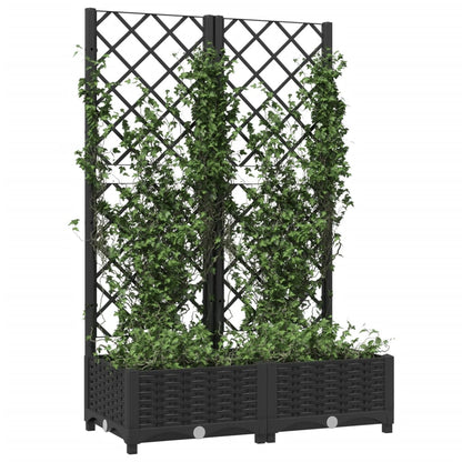 Garden Planter with Trellis Black 31.5x15.7x47.8" PP