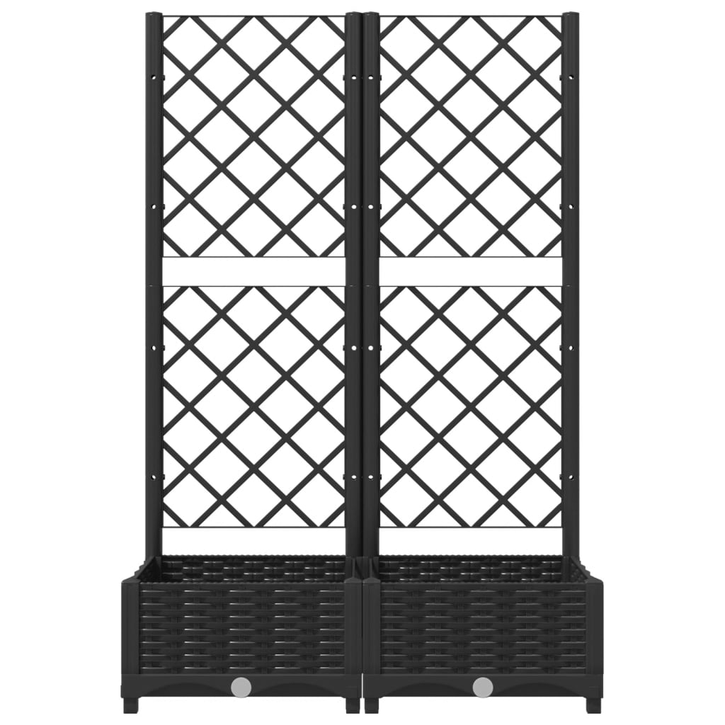 Garden Planter with Trellis Black 31.5x15.7x47.8" PP