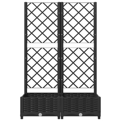 Garden Planter with Trellis Black 31.5x15.7x47.8" PP