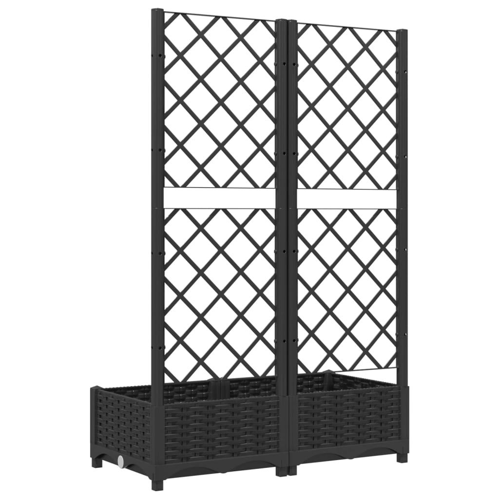 Garden Planter with Trellis Black 31.5x15.7x47.8" PP