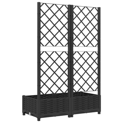 Garden Planter with Trellis Black 31.5x15.7x47.8" PP