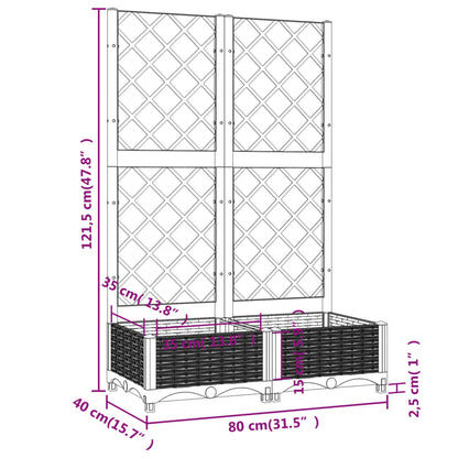 Garden Planter with Trellis Black 31.5x15.7x47.8" PP