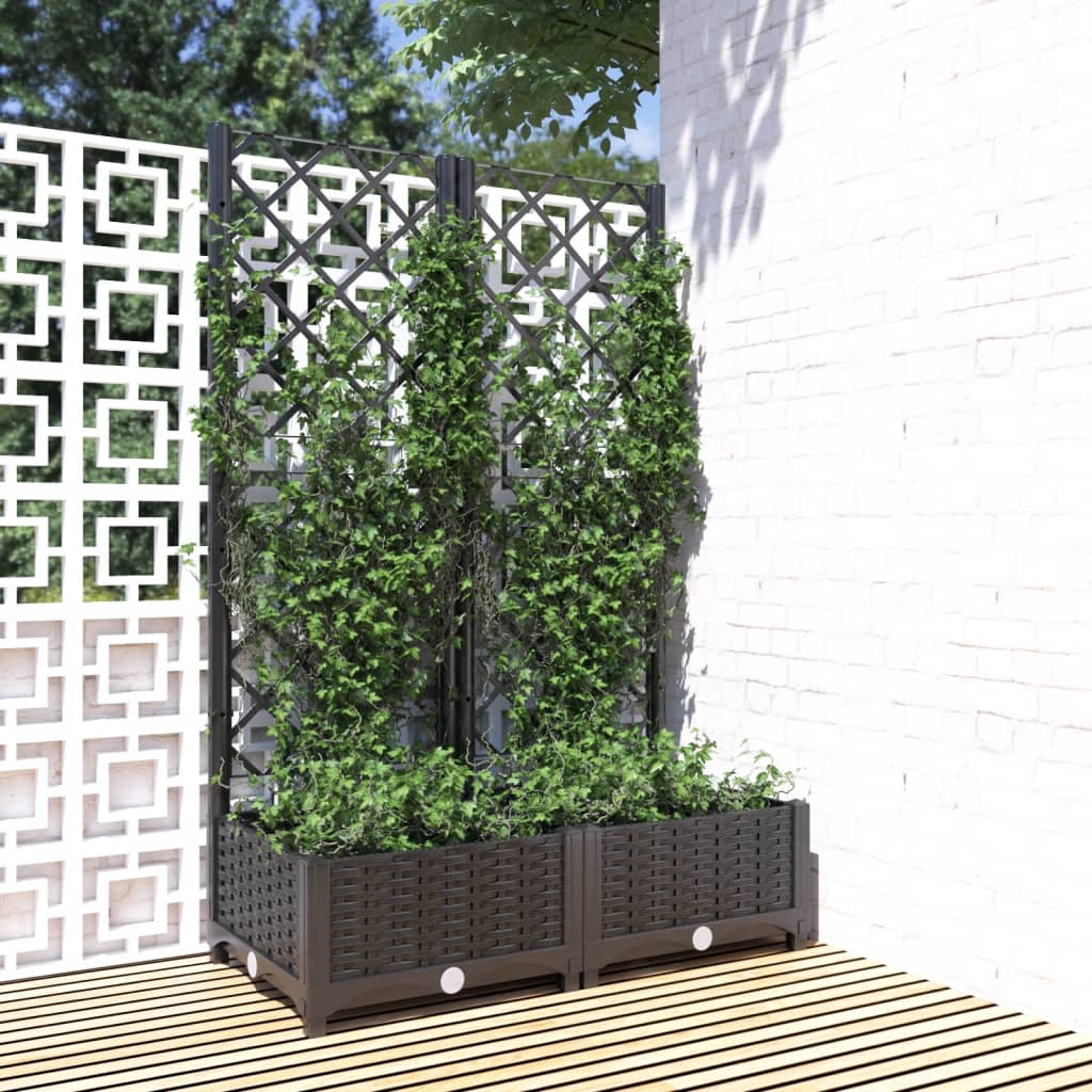 Garden Planter with Trellis Black 31.5x15.7x47.8" PP