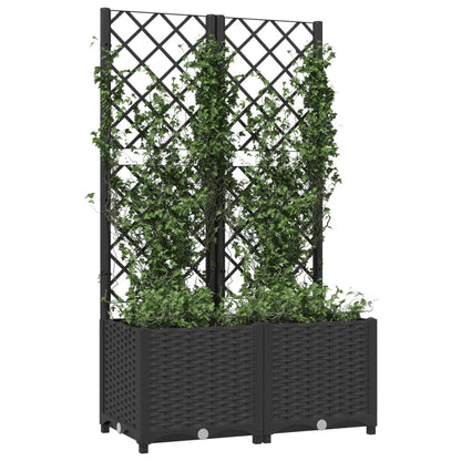 Garden Planter with Trellis Black 31.5x15.7x53.5" PP