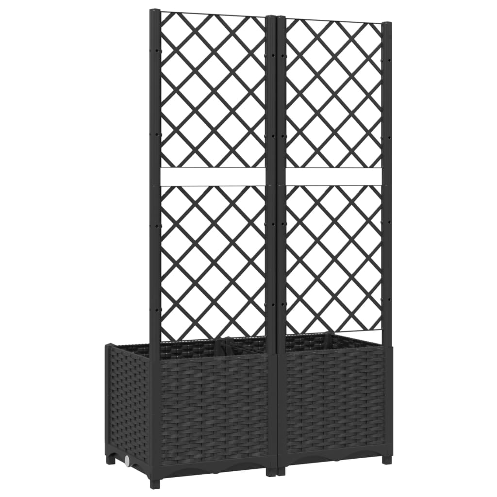 Garden Planter with Trellis Black 31.5x15.7x53.5" PP