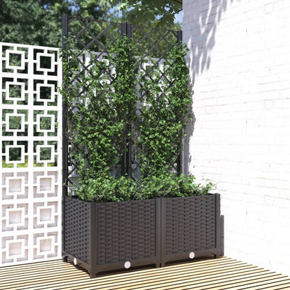 Garden Planter with Trellis Black 31.5x15.7x53.5" PP