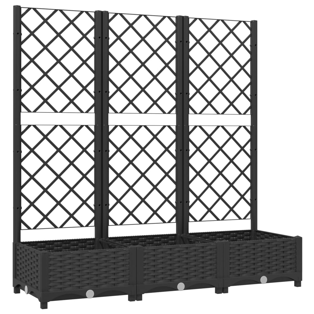 Garden Planter with Trellis Black 47.2x15.7x47.8" PP