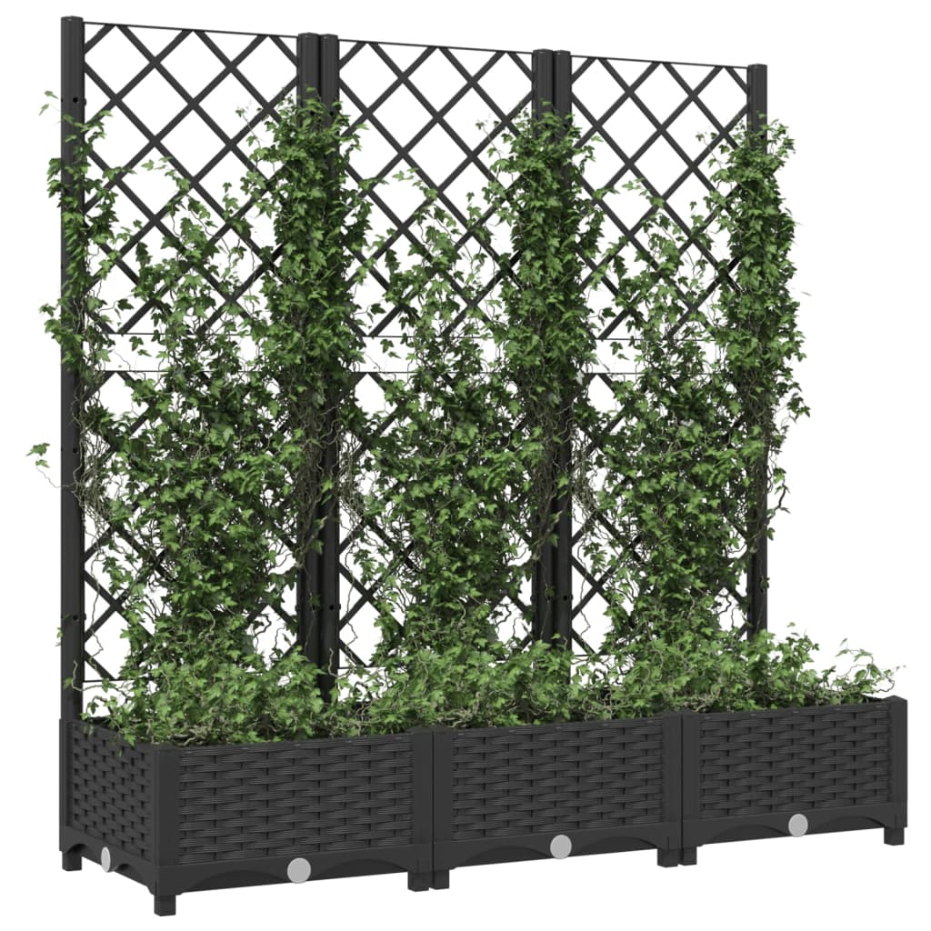 Garden Planter with Trellis Black 47.2x15.7x47.8" PP