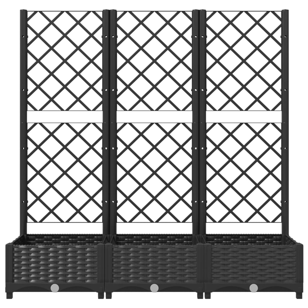 Garden Planter with Trellis Black 47.2x15.7x47.8" PP