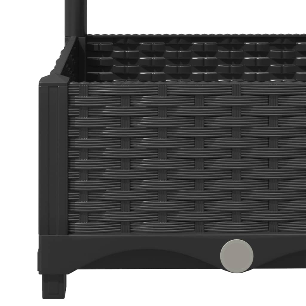 Garden Planter with Trellis Black 47.2x15.7x47.8" PP