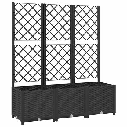 318273 vidaXL Garden Planter with Trellis Black 120x40x136 cm PP