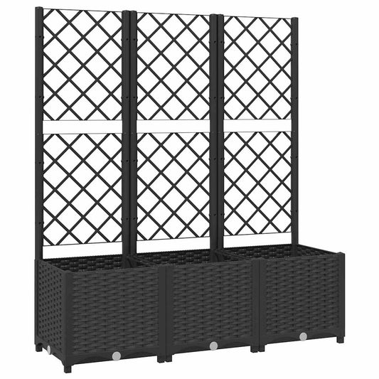 318273 vidaXL Garden Planter with Trellis Black 120x40x136 cm PP