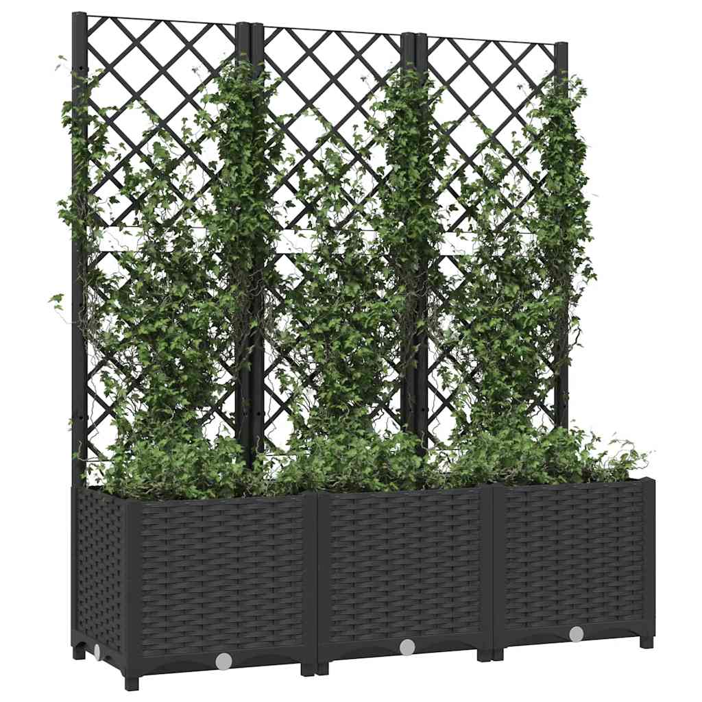318273 vidaXL Garden Planter with Trellis Black 120x40x136 cm PP