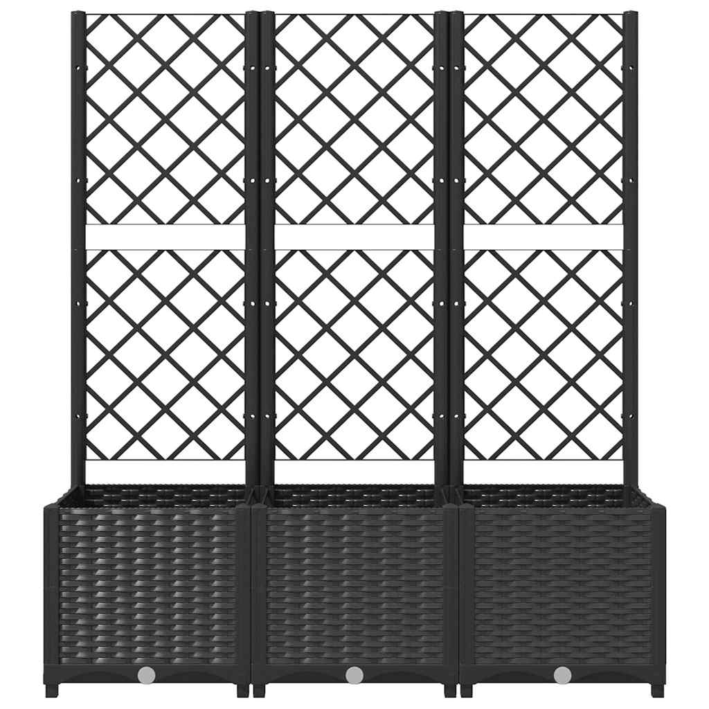 318273 vidaXL Garden Planter with Trellis Black 120x40x136 cm PP