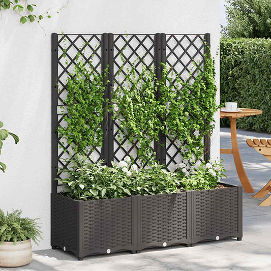 318273 vidaXL Garden Planter with Trellis Black 120x40x136 cm PP