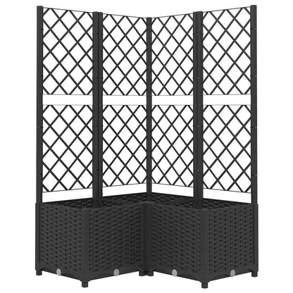 318275 vidaXL Garden Planter with Trellis Black 80x80x136 cm PP