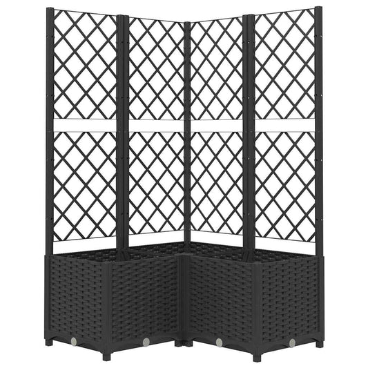 318275 vidaXL Garden Planter with Trellis Black 80x80x136 cm PP