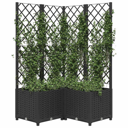 318275 vidaXL Garden Planter with Trellis Black 80x80x136 cm PP